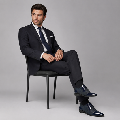 Montarello Men's Patent Cap Toe Oxford Shoes