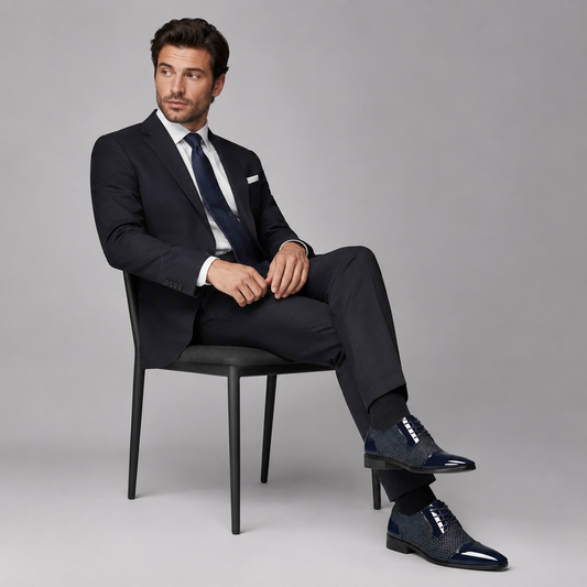 Montarello Men's Patent Cap Toe Oxford Shoes