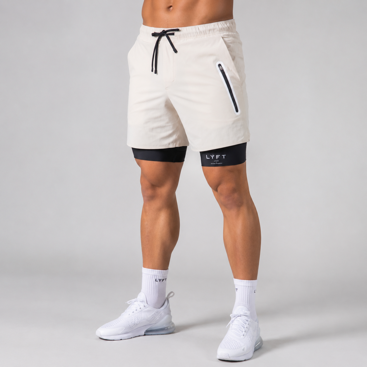 Montarello Men's 2-in-1 Compression Liner Athletic Training Gym Shorts