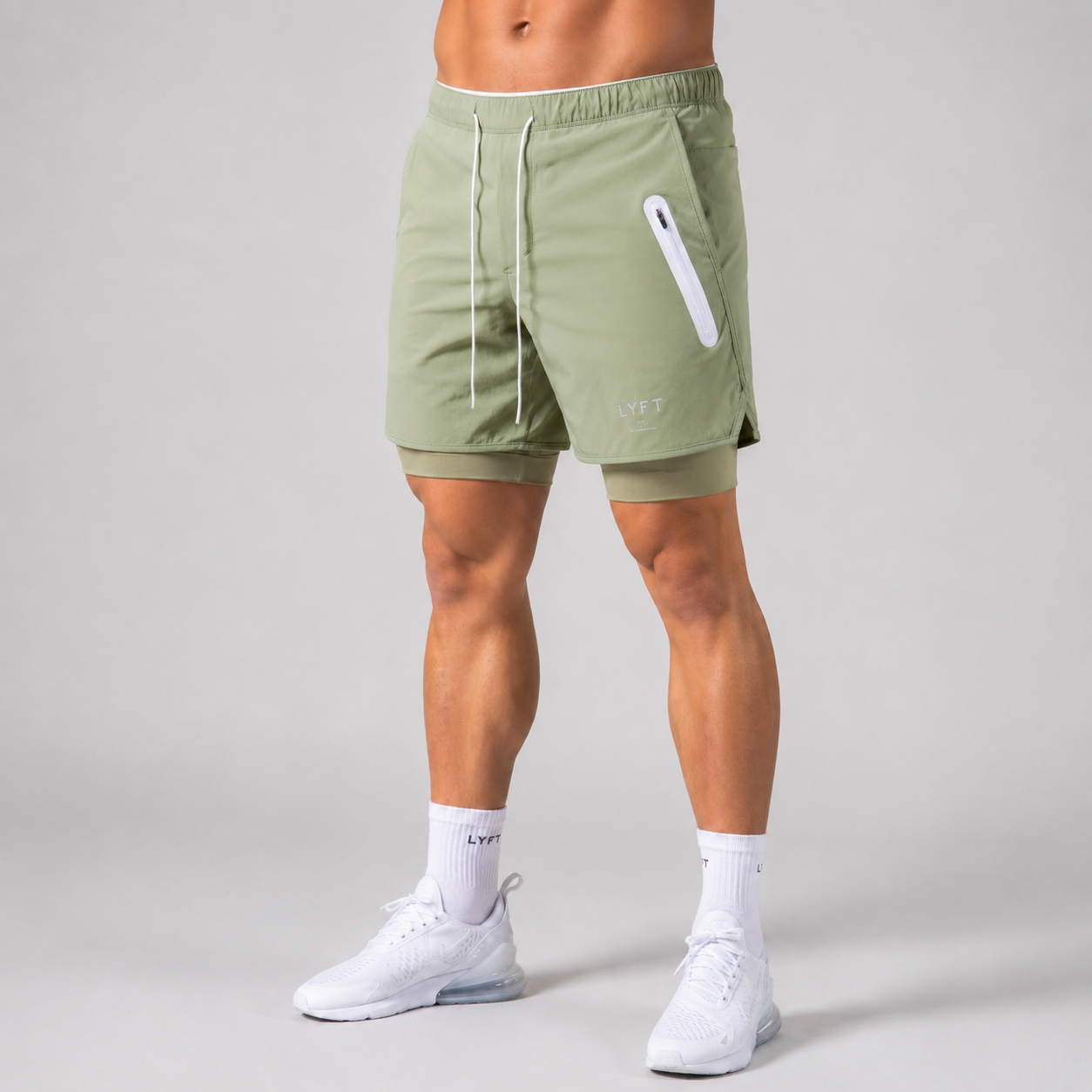 Montarello Men's 2-in-1 Compression Liner Athletic Training Gym Shorts