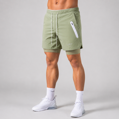Montarello Men's 2-in-1 Compression Liner Athletic Training Gym Shorts