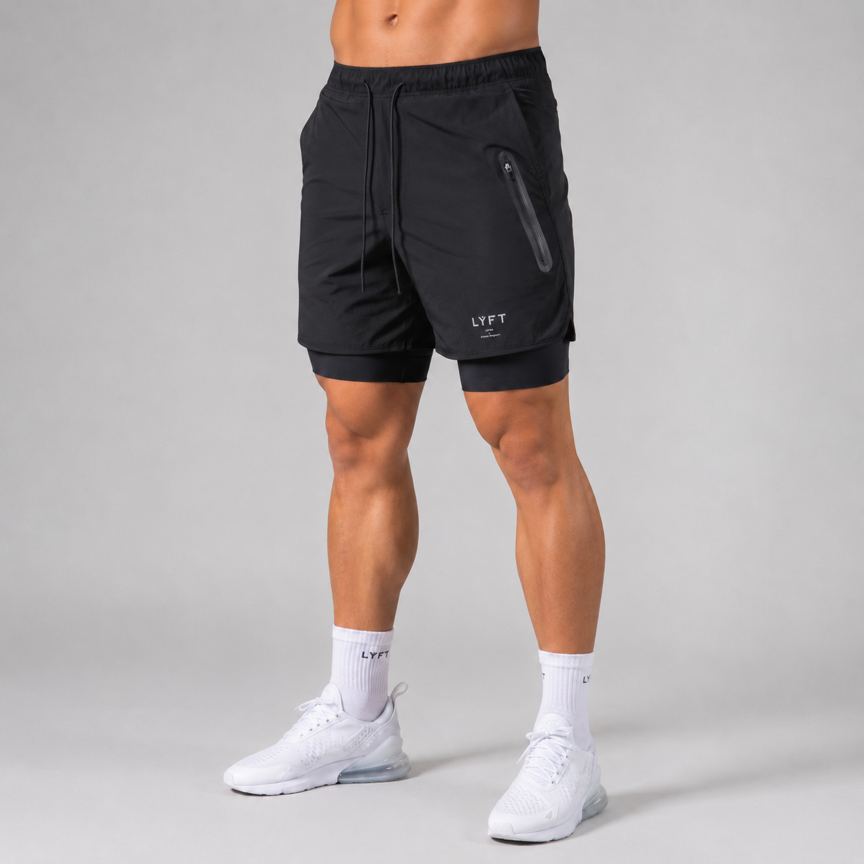 Montarello Men's 2-in-1 Compression Liner Athletic Training Gym Shorts