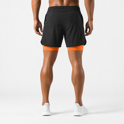 Montarello Men's 2-in-1 Compression Liner Athletic Training Gym Shorts