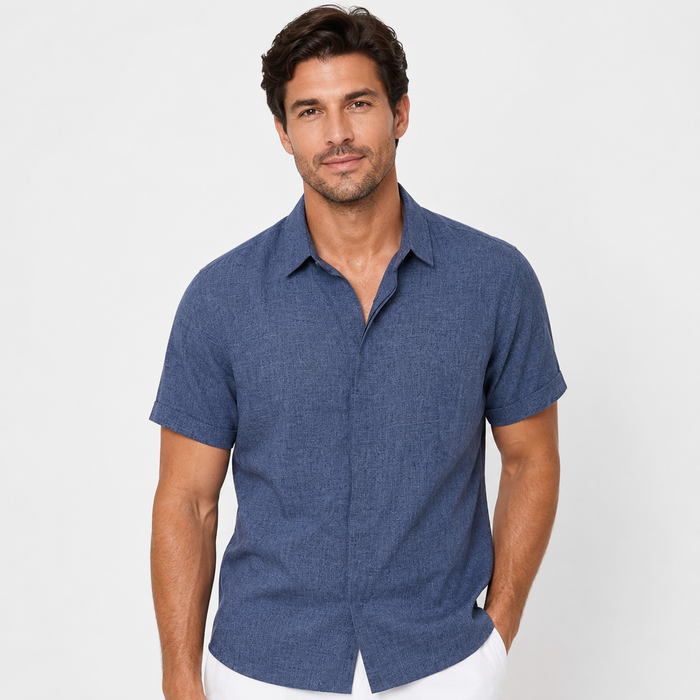 Montarello Men's Lightweight Short-Sleeve Relaxed-Fit Summer Shirt