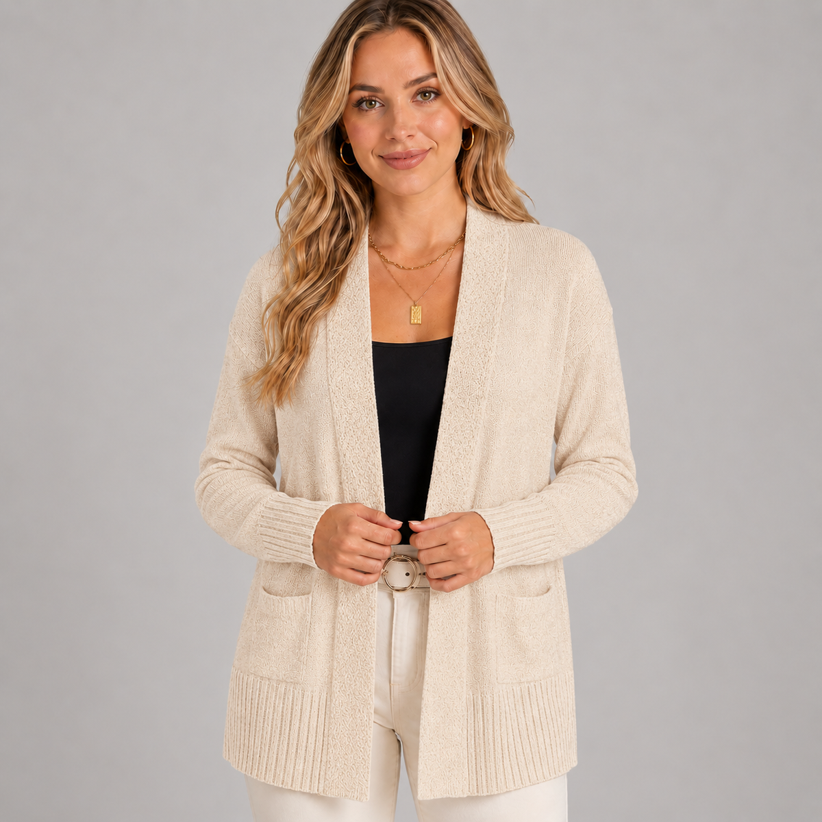 Montarello Women's Longline Cardigan V-Neck Drop Shoulder
