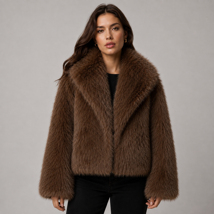 Montarello Women's Faux Fur Jacket Loose Fit Plush Lined