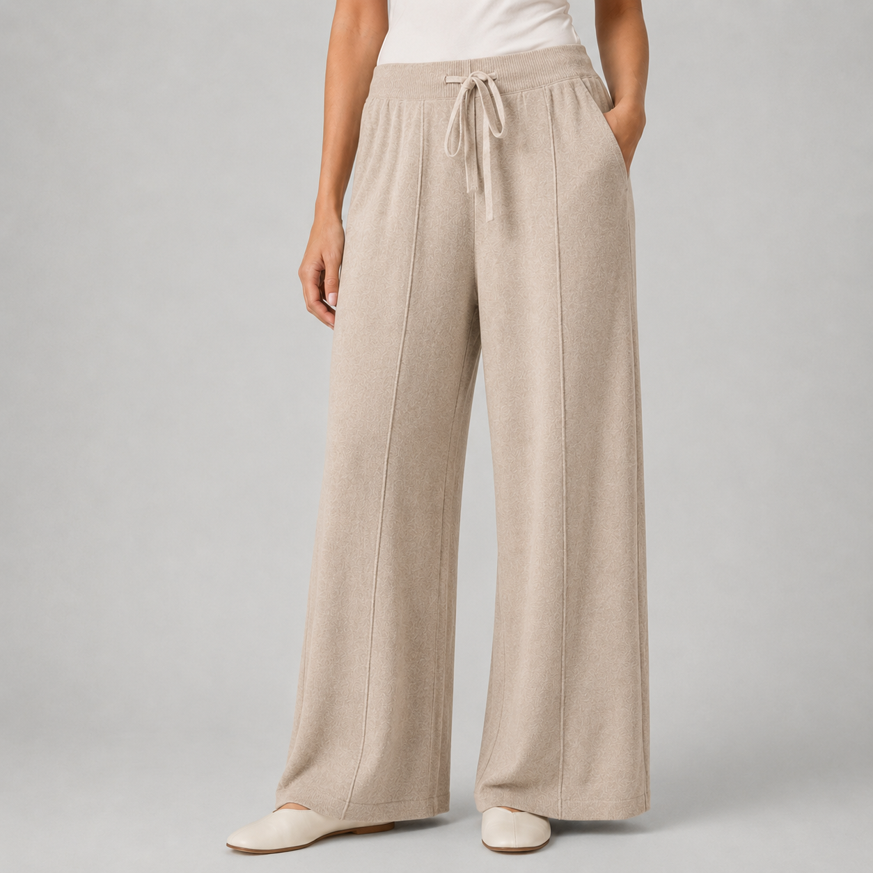 Montarello Women's Knitted Trousers Wide Leg Drawstring
