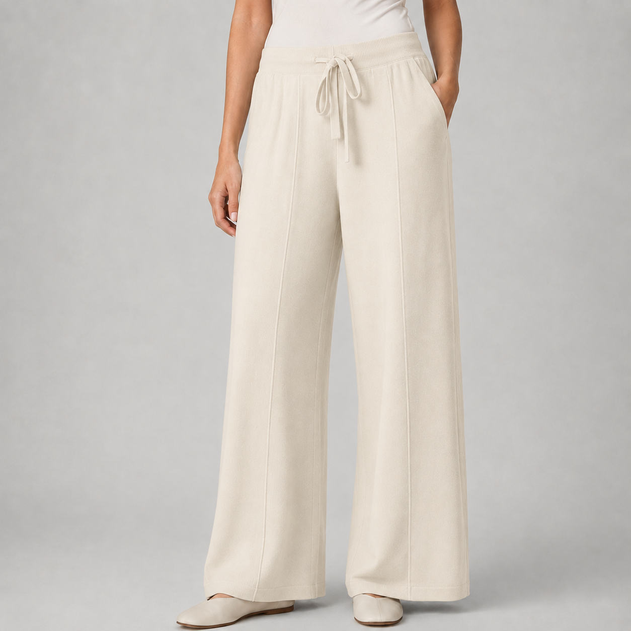 Montarello Women's Knitted Trousers Wide Leg Drawstring