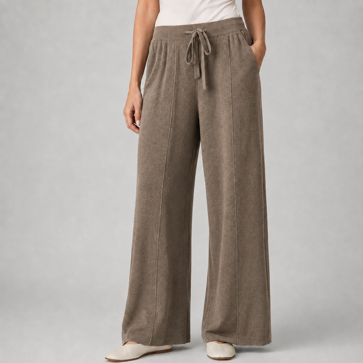 Montarello Women's Knitted Trousers Wide Leg Drawstring