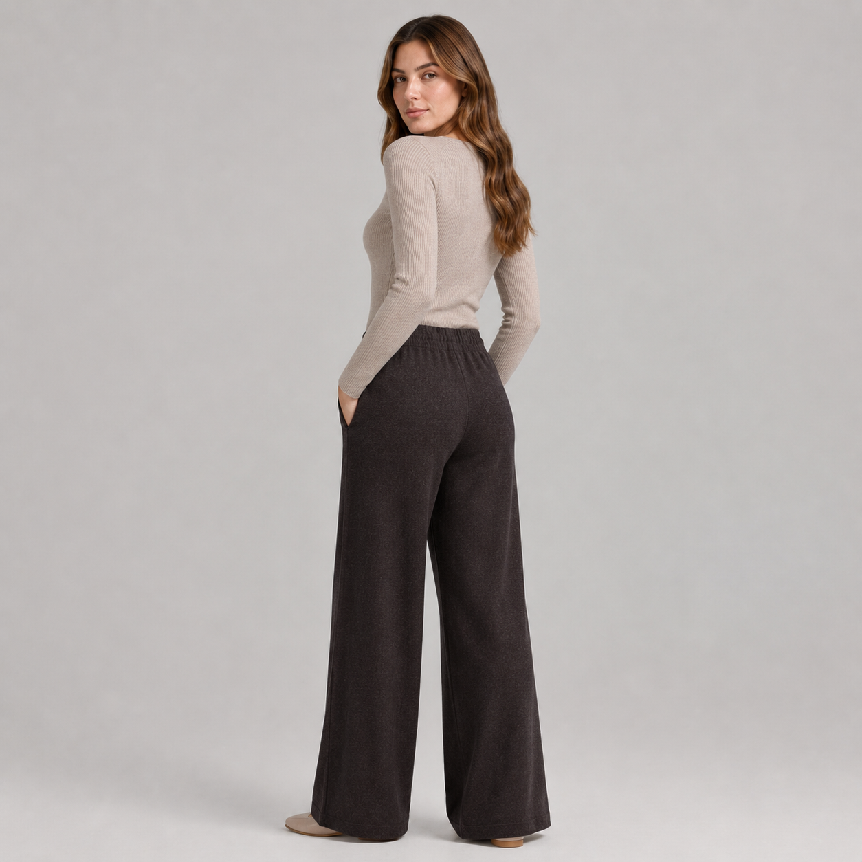 Montarello Women's Knitted Trousers Wide Leg Drawstring