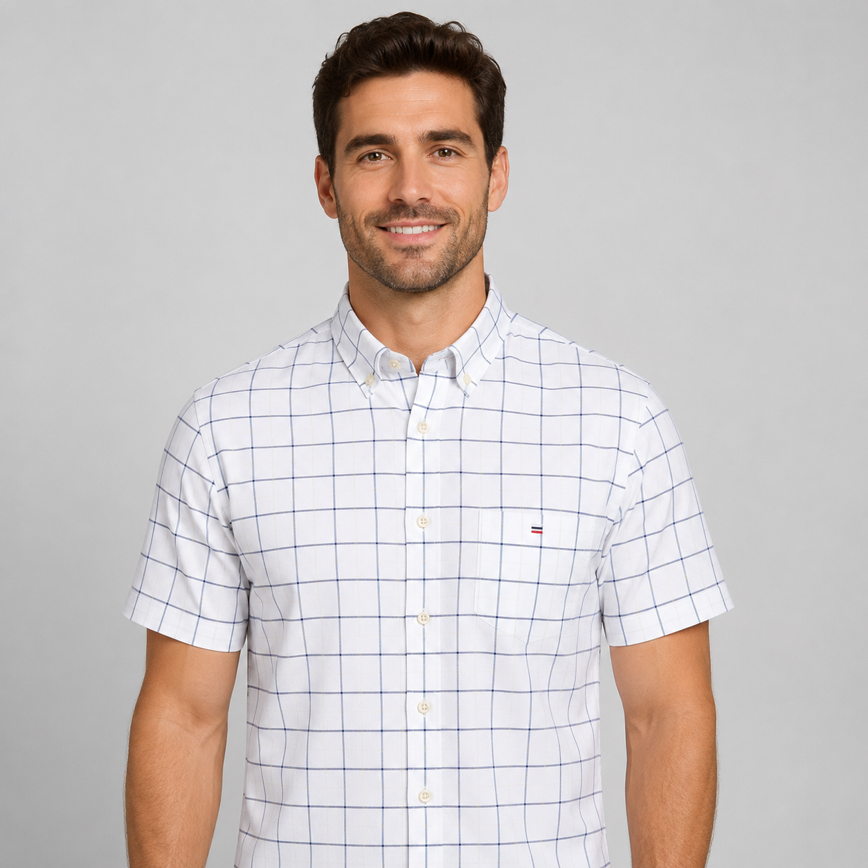 Montarello Men's Oxford Cotton Short-Sleeve Summer Shirt