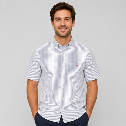 Montarello Men's Oxford Cotton Short-Sleeve Summer Shirt
