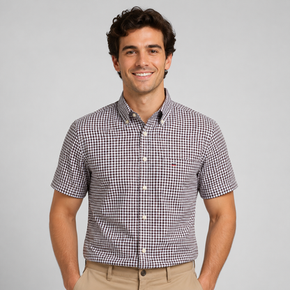 Montarello Men's Oxford Cotton Short-Sleeve Summer Shirt