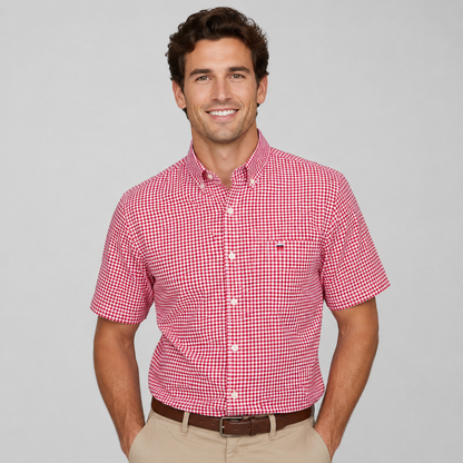 Montarello Men's Oxford Cotton Short-Sleeve Summer Shirt