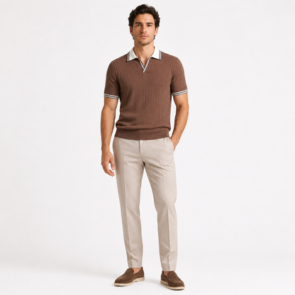 Montarello Men's Ribbed-Knit Polo & Tapered Trousers Smart Co-Ord Set