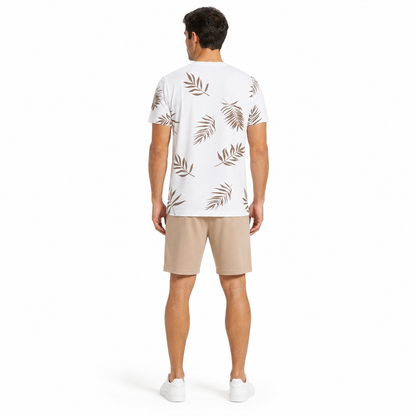 Montarello Men's Palm Print T-Shirt & Shorts Co-ord Set
