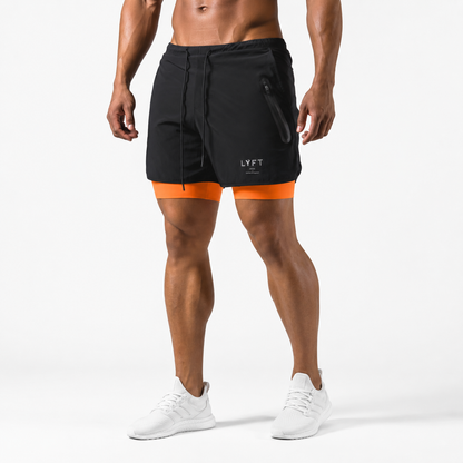 Montarello Men's 2-in-1 Compression Liner Athletic Training Gym Shorts