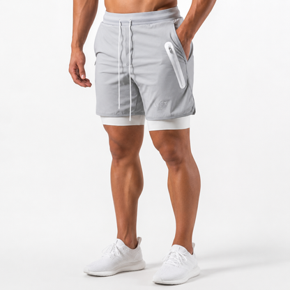 Montarello Men's 2-in-1 Compression Liner Athletic Training Gym Shorts