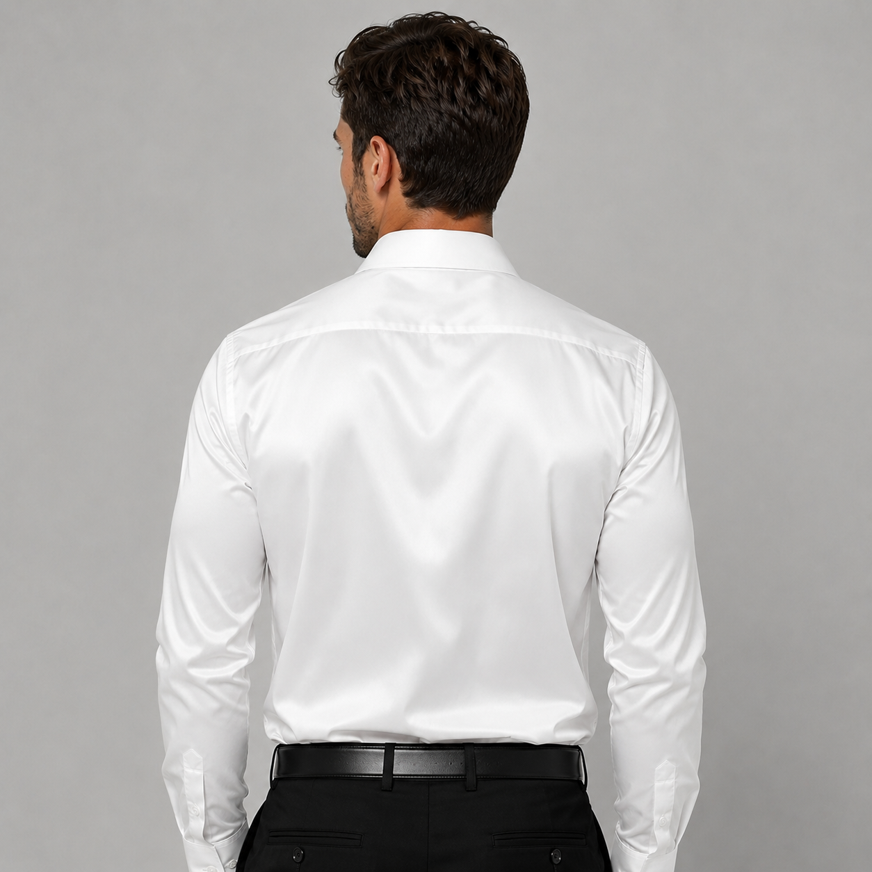 Montarello Men's Satin-Look Spread Collar Long-Sleeve Smart Casual Shirt
