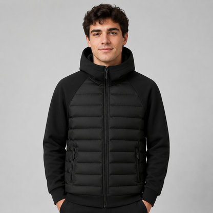 Montarello Men's Hooded Down Jacket with Quilted Panels