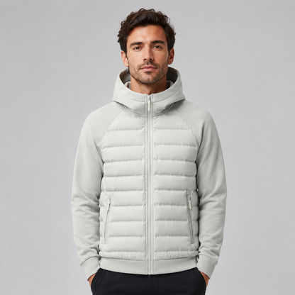 Montarello Men's Hooded Down Jacket with Quilted Panels