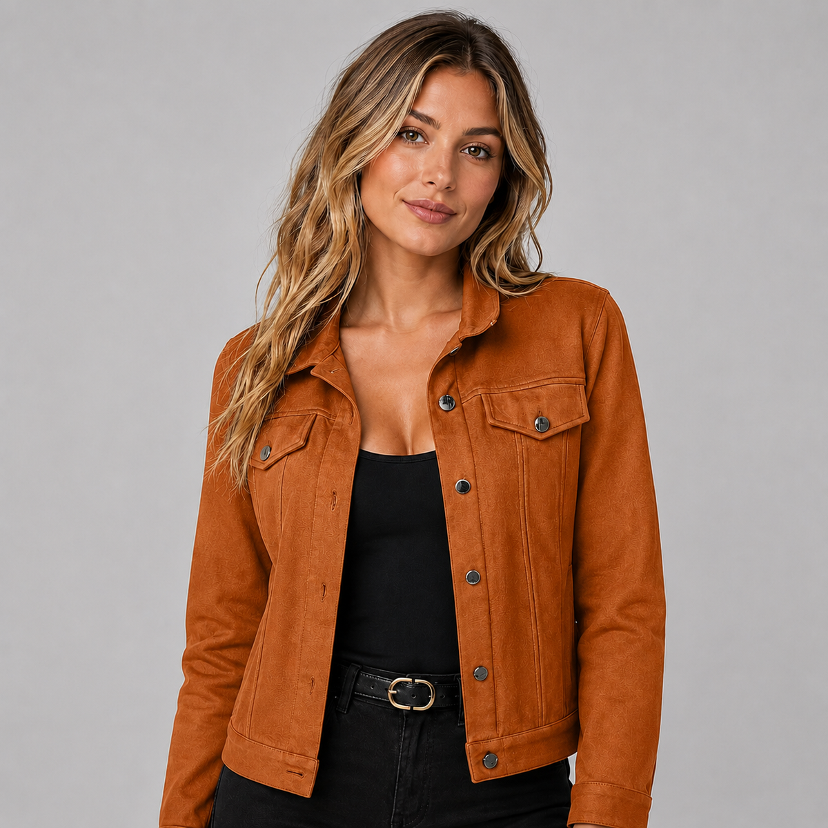Montarello Women's Suede-Look Trucker Jacket