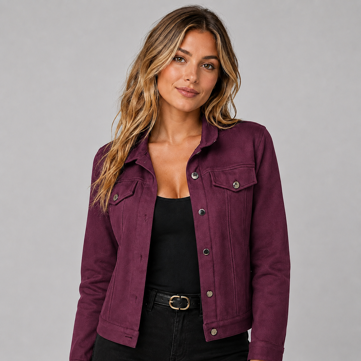 Montarello Women's Suede-Look Trucker Jacket