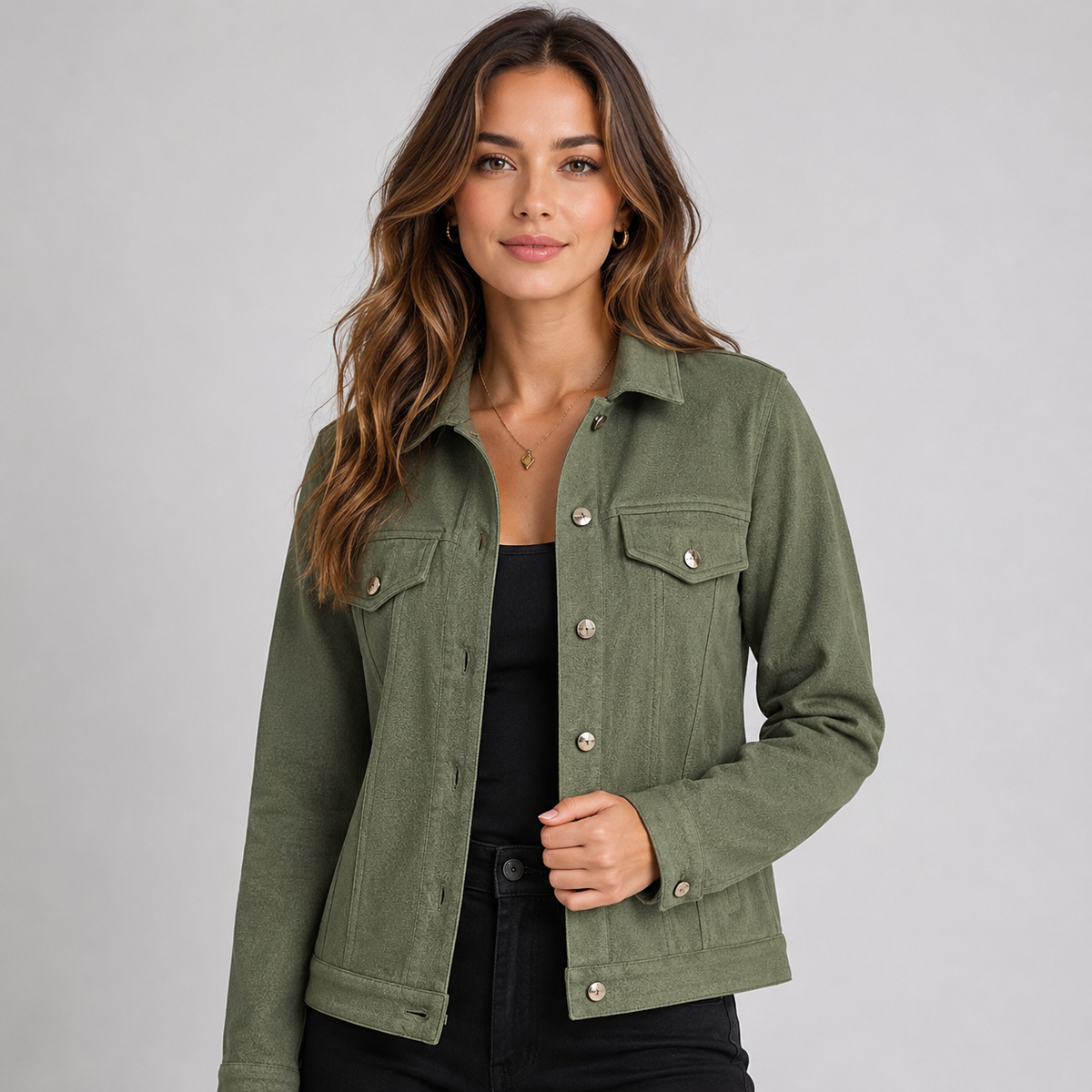 Montarello Women's Suede-Look Trucker Jacket
