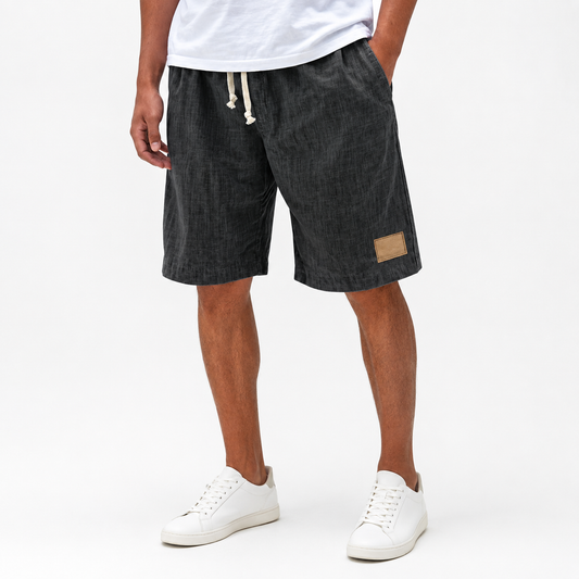 Montarello Men's Linen-Look Relaxed-Fit Drawstring Shorts