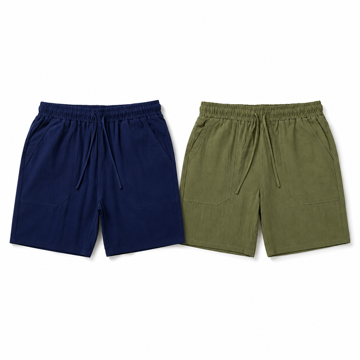 Montarello Men's Linen-Look Drawstring Casual Shorts 2-Pack
