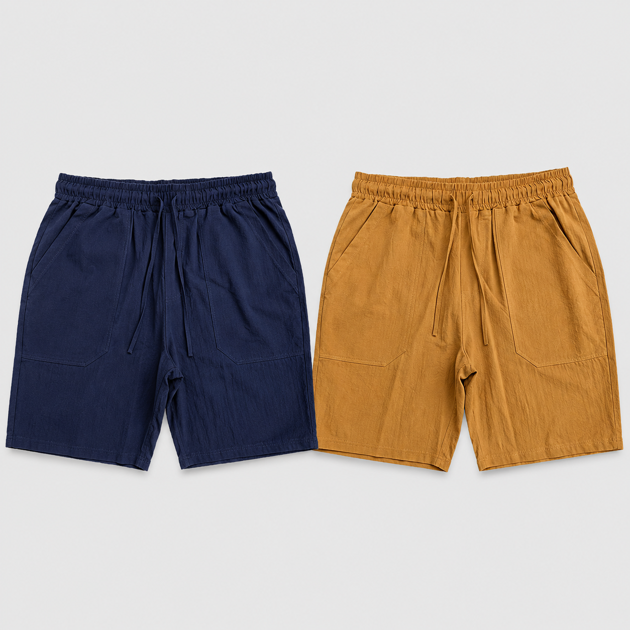 Montarello Men's Linen-Look Drawstring Casual Shorts 2-Pack