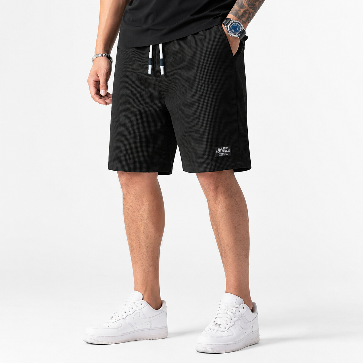Montarello Men's Textured Drawstring Casual Summer Shorts