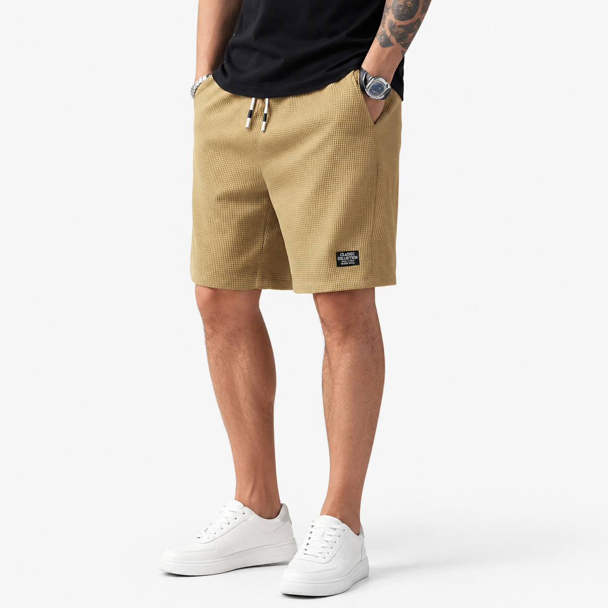 Montarello Men's Textured Drawstring Casual Summer Shorts