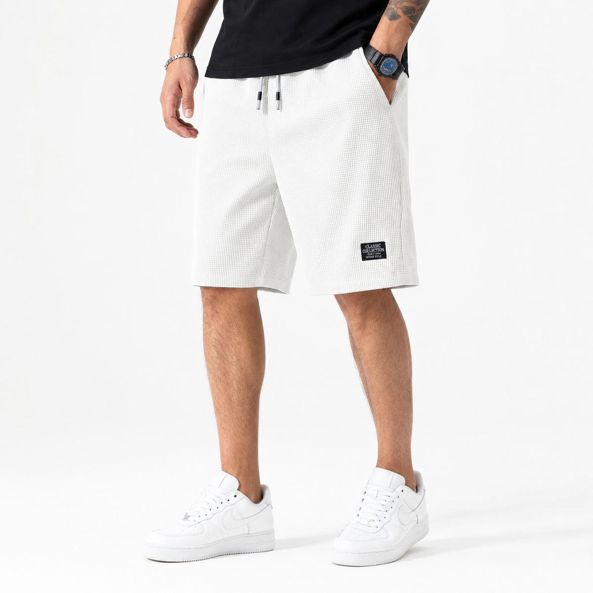 Montarello Men's Textured Drawstring Casual Summer Shorts