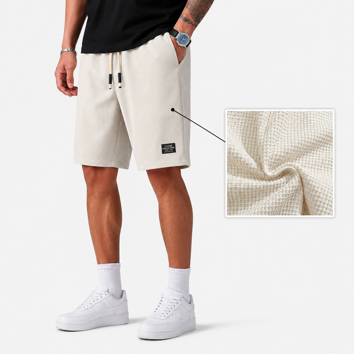 Montarello Men's Textured Drawstring Casual Summer Shorts
