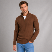 Montarello Men's Quarter Zip Jumper Ribbed Funnel Neck