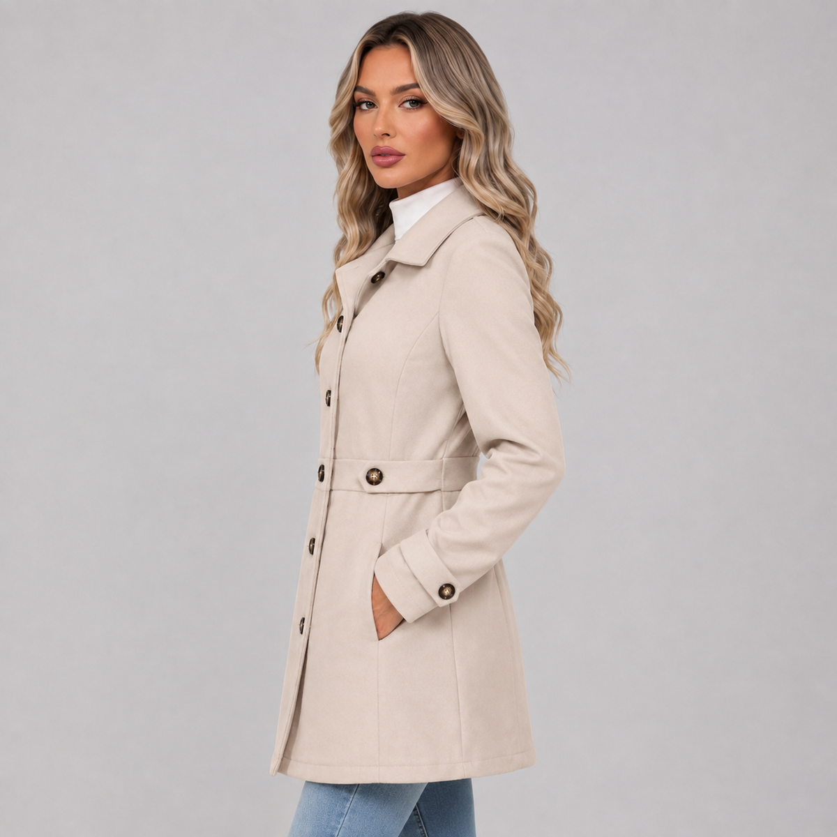 Montarello Women's Trench Coat Belted Double Breasted