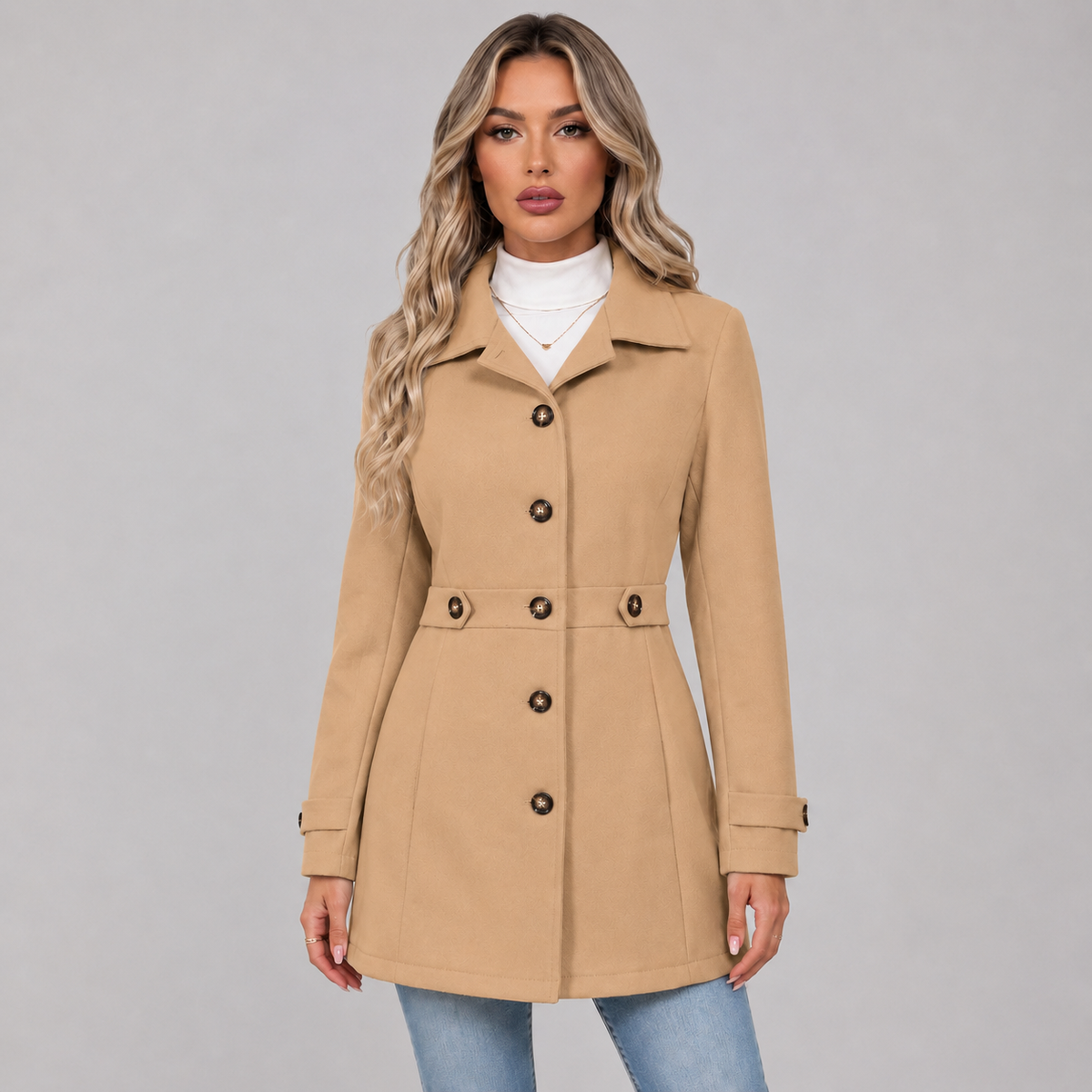 Montarello Women's Trench Coat Belted Double Breasted