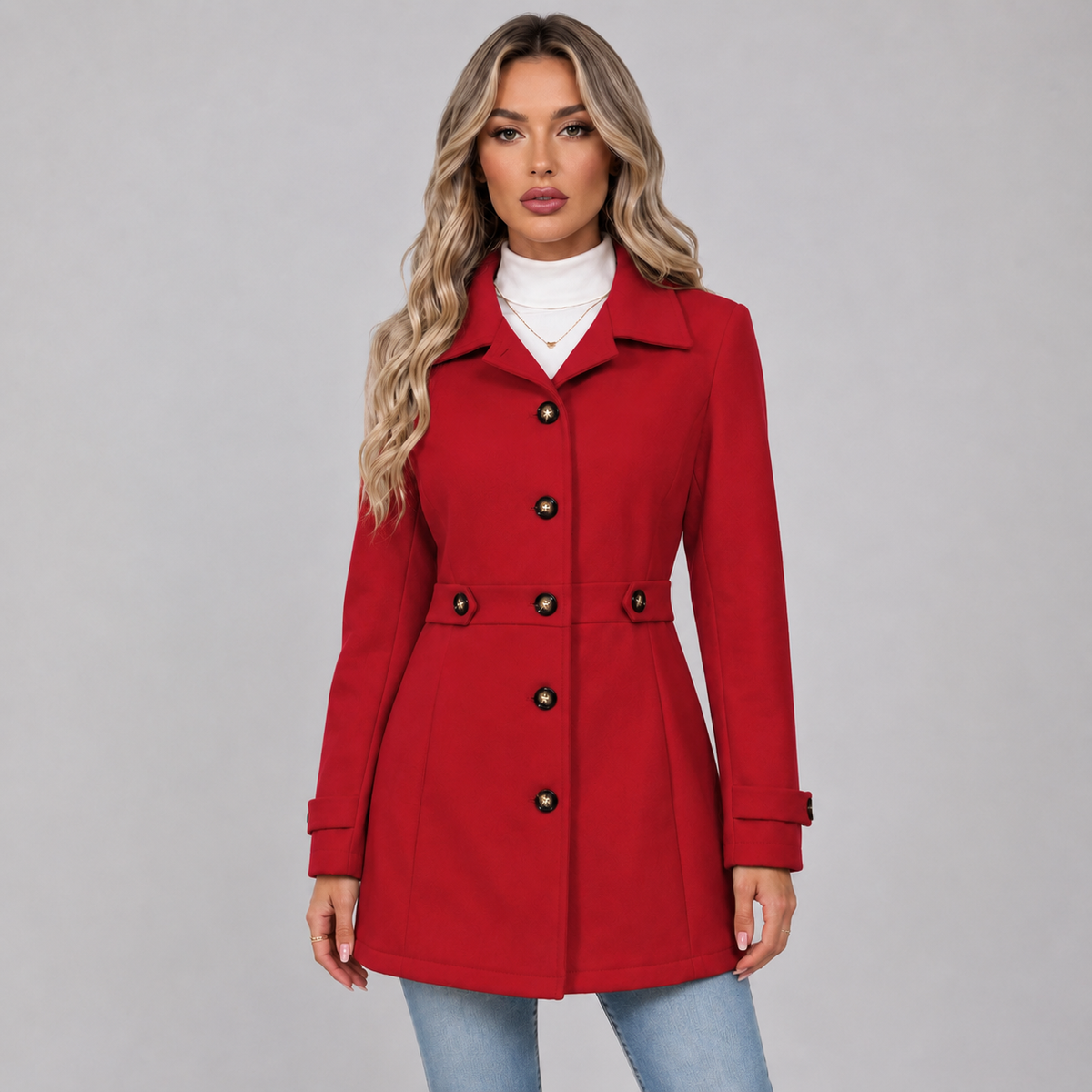 Montarello Women's Trench Coat Belted Double Breasted