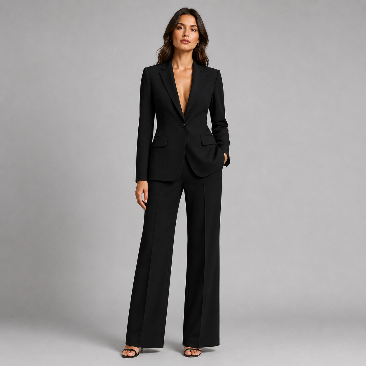 Montarello Women's Tailored Blazer and Wide-Leg Trouser Suit Set