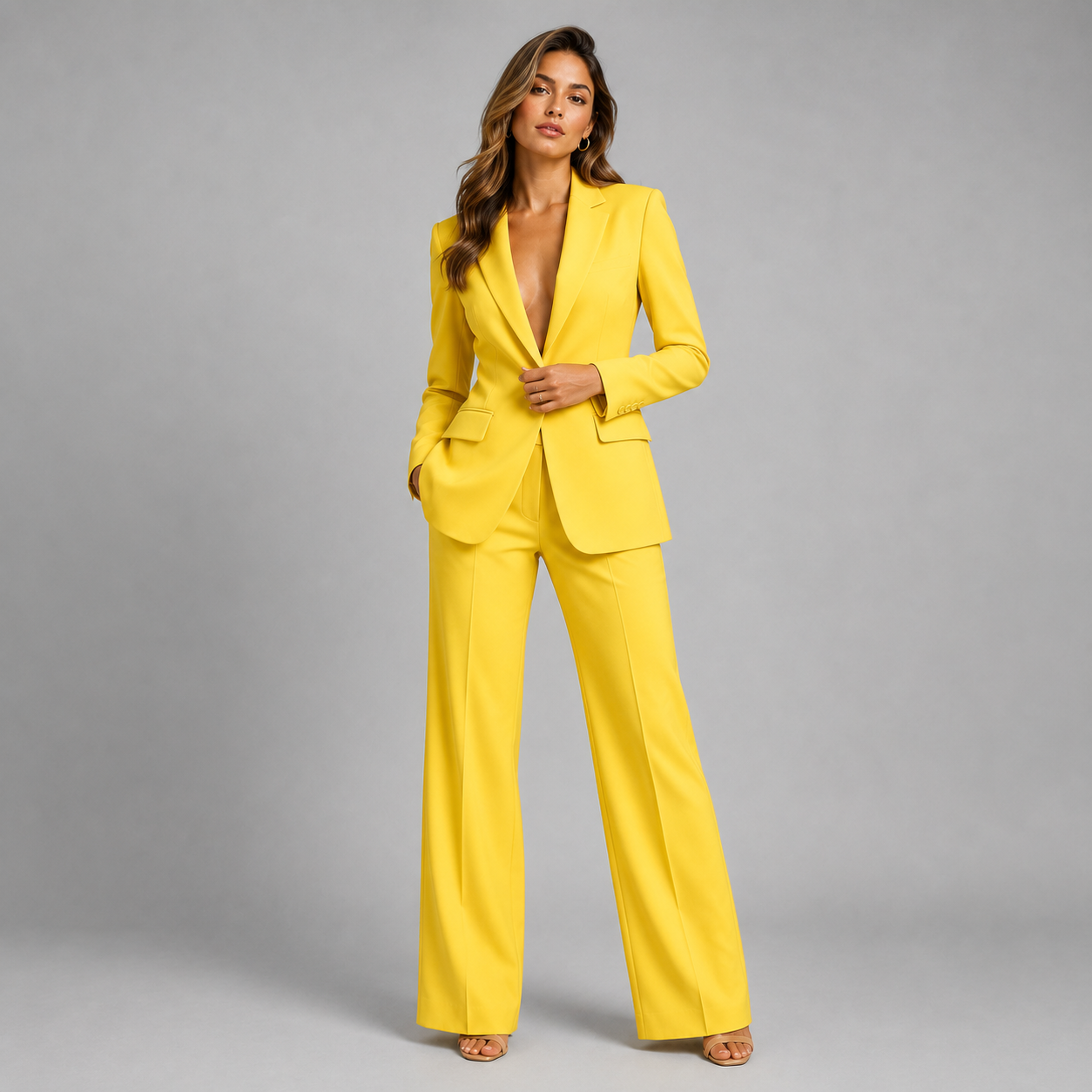Montarello Women's Tailored Blazer and Wide-Leg Trouser Suit Set