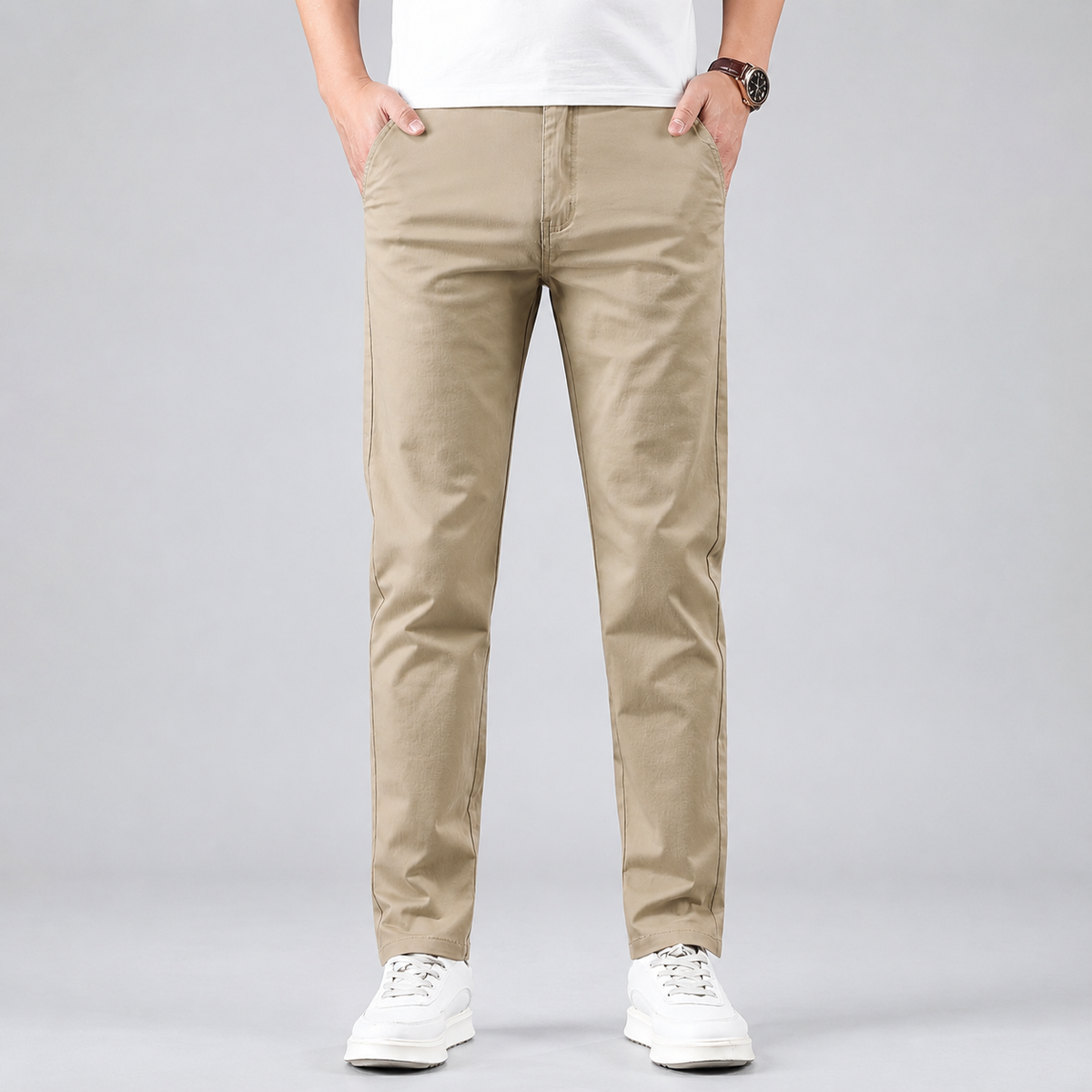 Montarello Men's Slim Fit Work Trousers with Straight Leg