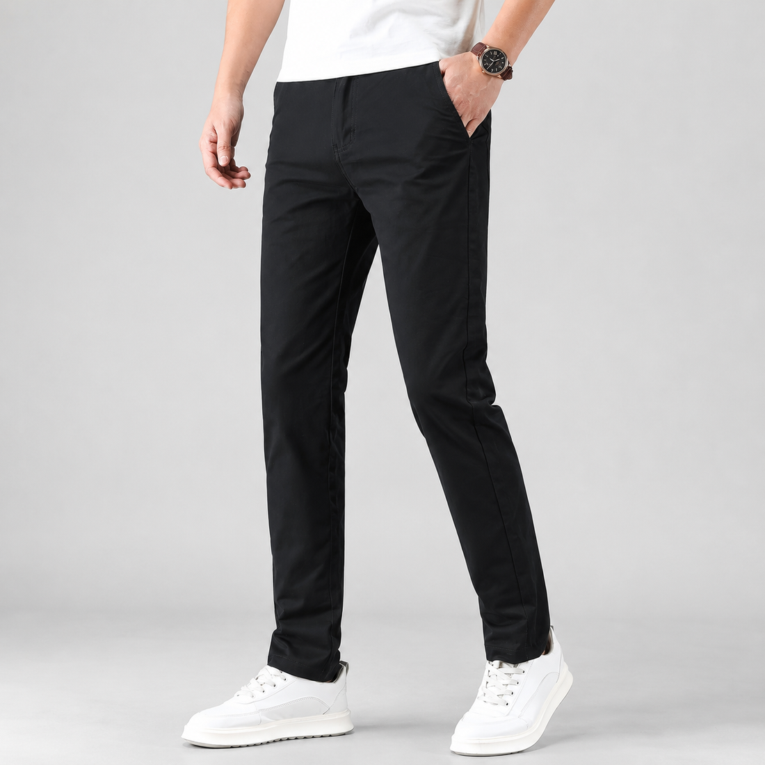 Montarello Men's Slim Fit Work Trousers with Straight Leg