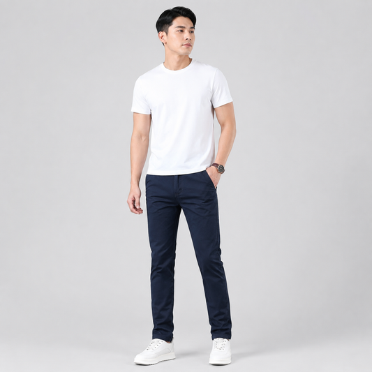 Montarello Men's Slim Fit Work Trousers with Straight Leg