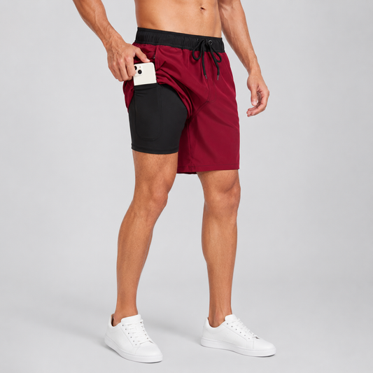 Montarello Men's Swim Shorts with Compression Liner and Pocket