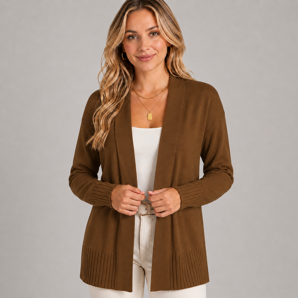 Montarello Women's Longline Cardigan V-Neck Drop Shoulder