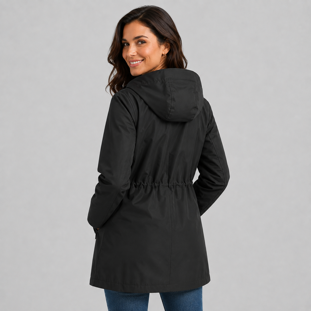 Montarello Women's Raincoat Hooded Check Lined