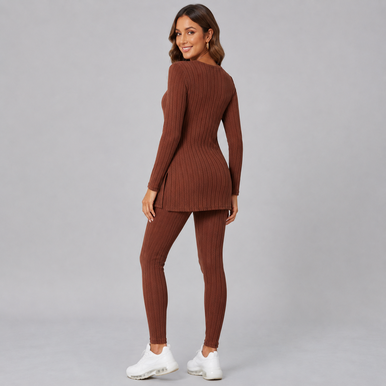 Montarello Women's Lounge Set Knitted V-Neck Wide Leg