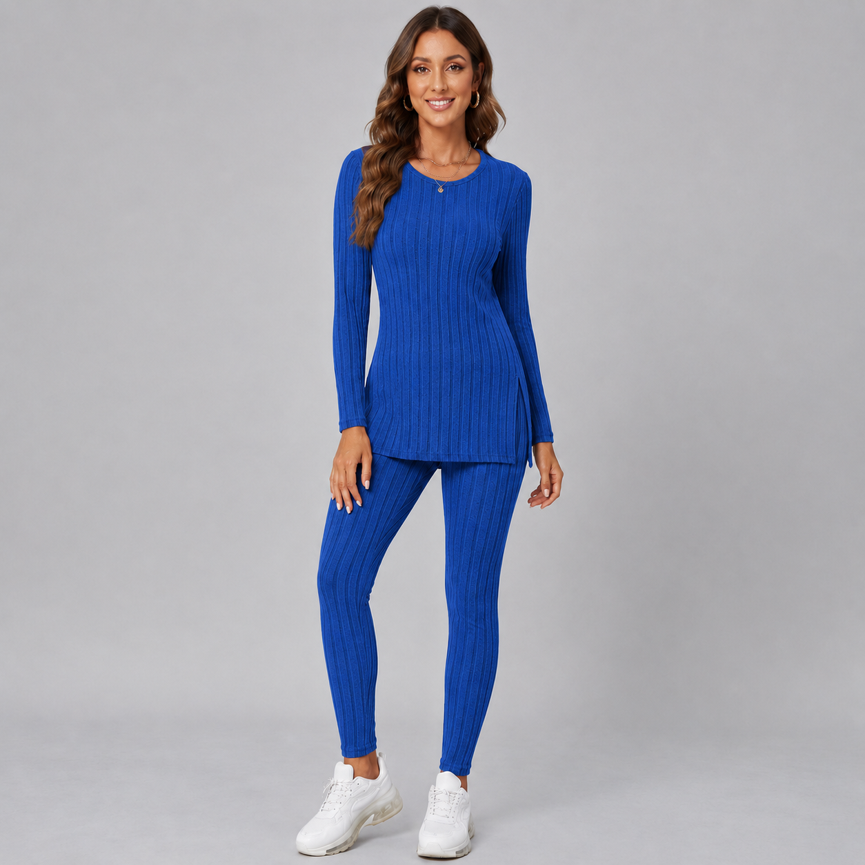 Montarello Women's Lounge Set Knitted V-Neck Wide Leg