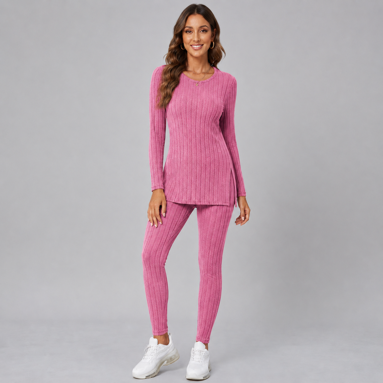 Montarello Women's Lounge Set Knitted V-Neck Wide Leg